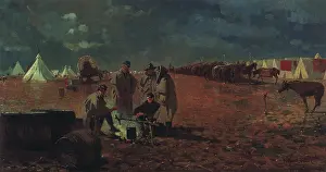Huddled: A Rainy Day in Camp, by Winslow Homer