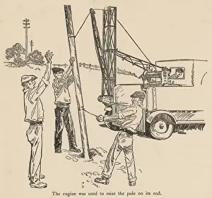 Winch: Raising telegraph poles