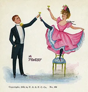 Booze: Raising a Toast - Can Can Dancer and smart gent