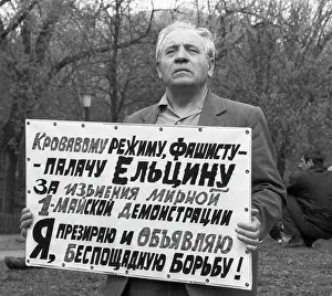 Protester: Rally in Moscow, 1993