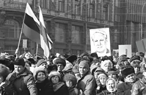 Supporting: Rally supporting Boris Yeltsin, 1991
