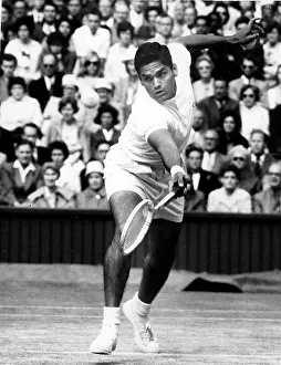 Krishnan: Ramanathan Krishnan in tennis match at Wimbledon