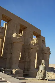 Mortuary: Rameseum. Pillars with osirian statues. Egypt