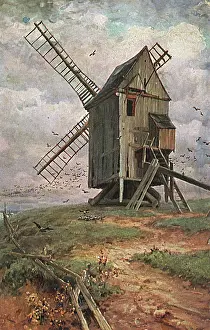 Ramshackle: Ramshackle windmill on a hill
