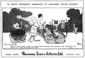 Contraptions: Ransomes, Sims and Jeffries advert by Heath Robinson