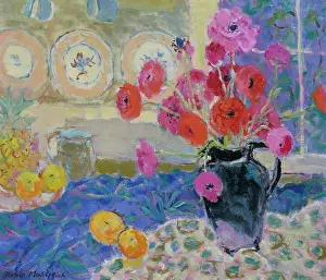 Ranunculus: Ranunculus ' pink flowers in jug