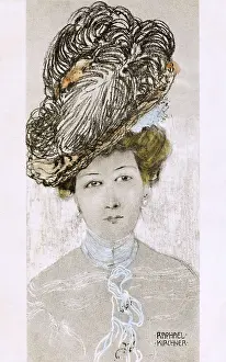 Kirchner: Raphael Kirchner - Portrait of a smart lady with high hat