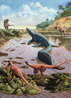 Vulnerability: Raptors attack a vulnerable Mosasaurus that remained ?