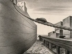 1300s: Rat Boarding Ship, Spread of Plague, Illustration
