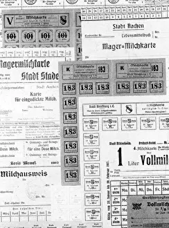 Ration: Ration cards from German cities during the First World War