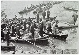 Anglers: Re-stocking salmon in the River Thames 1901