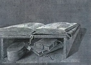 Durer: Reading-Desk with Books, by Durer
