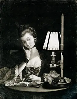 Morland: Reading by a Paper-bell Shade