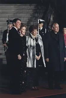 Eliminating: The Reagans greet the Gorbachevs at the ?