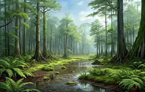 Stocktrek Images: A realistic landscape from the Cretacous period
