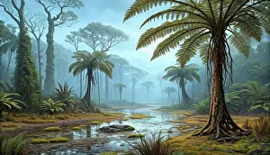 Stocktrek Images: A realistic landscape from the Cretacous period