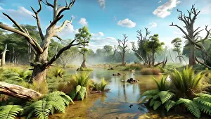 Stocktrek Images: A realistic landscape from the Cretacous period