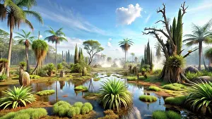 Stocktrek Images: A realistic landscape from the Cretacous period