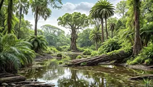 Stocktrek Images: A realistic landscape from the Cretacous period
