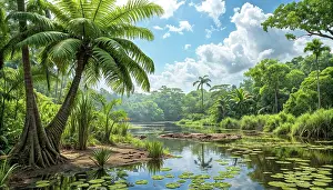 Stocktrek Images: A realistic landscape from the Cretacous period