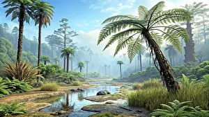 Stocktrek Images: A realistic landscape from the Cretacous period