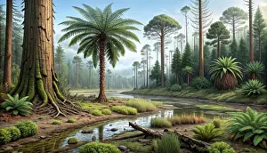 Stocktrek Images: A realistic landscape from the Cretacous period