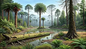Stocktrek Images: A realistic landscape from the Cretacous period