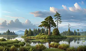 Stocktrek Images: A realistic landscape from the Cretacous period