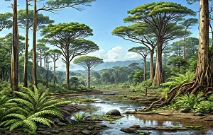 Stocktrek Images: A realistic landscape from the Cretacous period