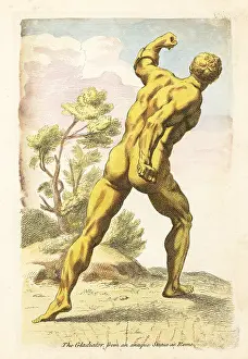 Robert Sayer: Rear view of the Borghese Gladiator statue