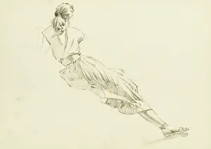 Reclining: Rear view of woman sitting