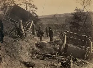 Caissons: Rebel caisson destroyed by Federal shells, at Fredericksburg