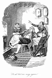 Cruikshank: Rebellion below stairs - the servants too snug