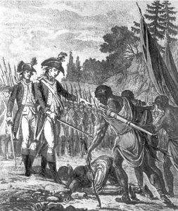 Colonialists: Rebellious slaves surrender to British intervention troops