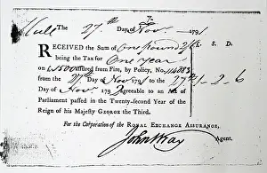 1792: Receipt for premium for 1792 for a Royal Exchange