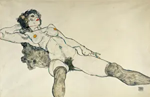 Reclining Female Nude with Legs Spread Apart