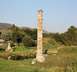 Reconstructed column, Artemision, Ephesus, Izmir, Turkey