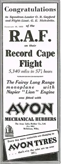 Rubbers: Record Cape Flight Fitted With Avon Mrchanical Rubbers
