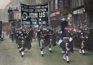 Recruiting band in London, WW1