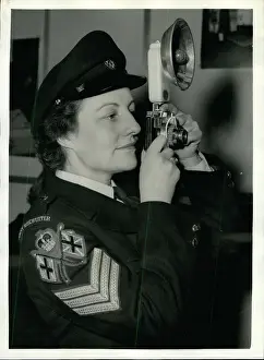 Lyle: Recruiting Sergeant Enid Lyle at army exhibition, London