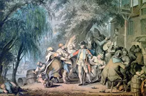 Recruiting: The Recruiting Sergeant; Watercolour. 1770. painted