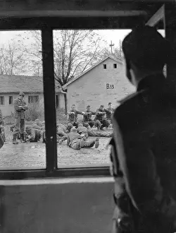 Drilled: Recruits are drilled in the barrack's yard