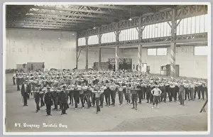 Drill: Recruits at physical drill in a hall - Gloucestershire Regim
