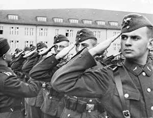 Practicing: Recruits practicing honors, 1938