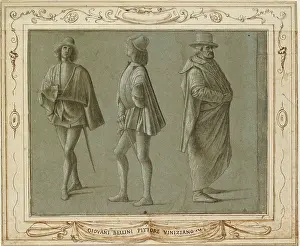 Bodycolour: Recto: sheet of figure studies