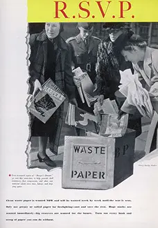 Donating: Recycling magazines for the war effort