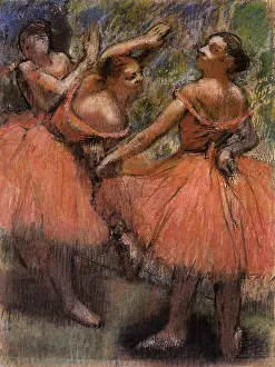 Onstage: Red Ballet Skirts, by Degas