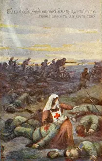 Compassion: Red Cross nurse with Russian wounded