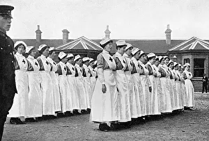 Harwich: Red Cross nurses on parade in Harwich during World War I