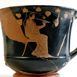 Flautist: Red-figure Attic Kantharos with a